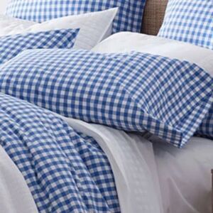 The Company Store Navy Gingham Organic Cotton Pillowcases, Standard Size. NWT